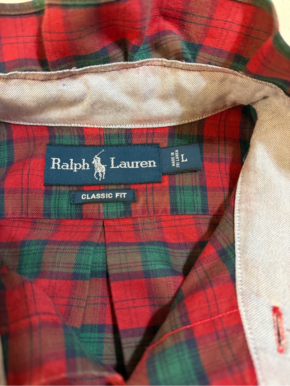 Ralph Lauren Red and Green Plaid Button-Down Shirt - Picture 8 of 10